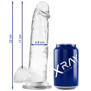 Realistischer Dildo Klarer Hahn mit Eier Transparent 22 x 4,6 cm
