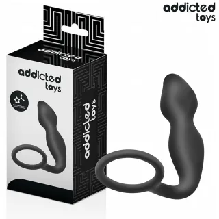 Analplug mit Hodenring Modell 2 Schwarz 10,5 x 3 cm