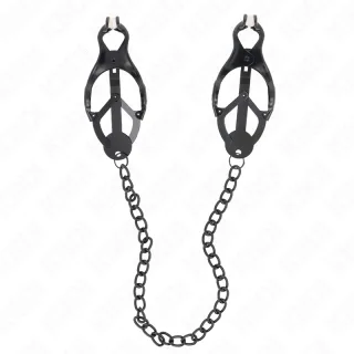 Nippelklemmen Japanische Kleeblatt-Nippelklammern mit Kette Schwarz