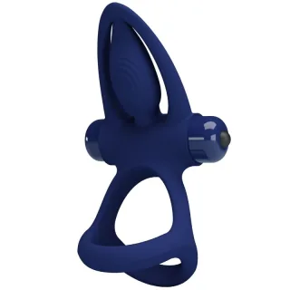 Penisring Mat Doppelring mit Vibration & Stimulator Blau
