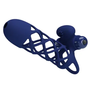 Penishülle Giann Vibratorring mit Silikonhülle Blau