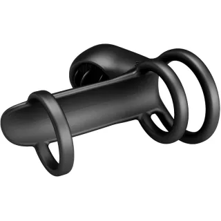 Penishülle Jammy Penis-Hülle 12 Vibrationen mit Wiederaufladbarer Silikon-Zunge Schwarz