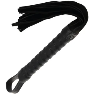 Bondage-Peitsche Schwarz mit Ledergriff
