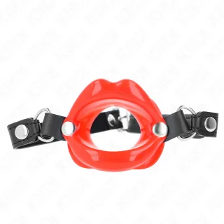 Knebel Lip mit Rotem Kunstlederband Verstellbar 39 Schwarz
