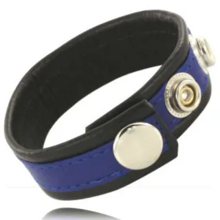 Verstellbarer Leder-Penisgurt Blau-Schwarz