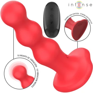 Vibrator Intense Cody mit Perlenform und Saugfuß Rot