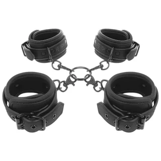 Fesselset Ankle and Wrist Cuffs mit Hogtie Schwarz