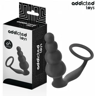Analplug mit Hodenring Modell 5 Schwarz 9,5 x 3,5 cm