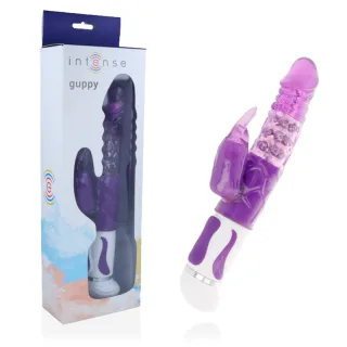 Rabbit-Vibrator Intense Guppy mit rotierendem Schaft Lila 14 x 3,6 cm