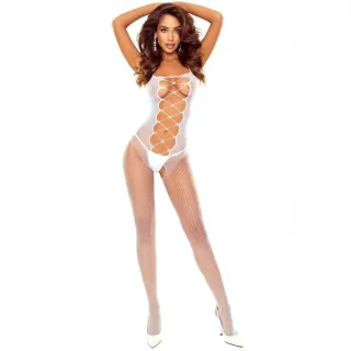 Bodystocking Weißer Spitzenbody Weiß