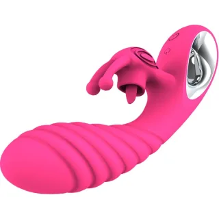 Rabbit-Vibrator Vicky mit Zugring & Zunge Fuchsia 21 cm