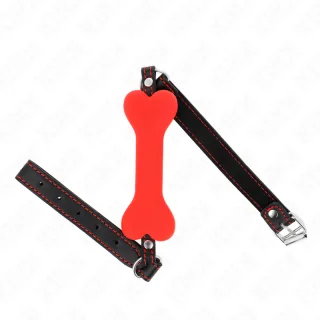 Fetisch-Toy Roter Knochen Gag Schwarz