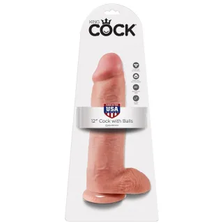 Realistischer Dildo mit Hoden Hautfarbe 30,5 cm