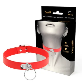 Halsband Chic Desire Fetish Ring veganes Leder Rot