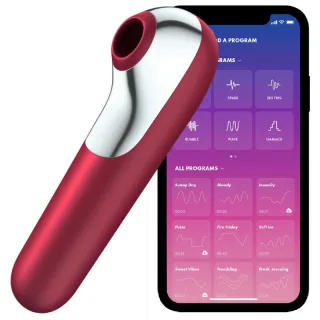 Vibrator Dual Love und Sauger mit Pulsierter Luft Rot