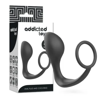 Analplug mit Silikonring & Vibration Schwarz 10,4 x 5,8 cm