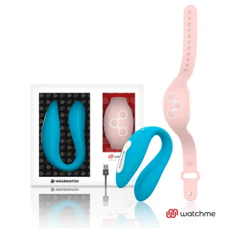 Paarvibrator Watchme Dual Blau mit Uhr Rosa