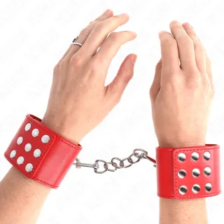 Fesselset Handgelenkfesseln mit Druckverschluss Rot Verstellbar 19 cm