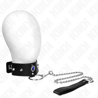 Fetisch-Toy Halskette mit Band mit Blauen Diamanten Verstellbar Schwarz 36 cm