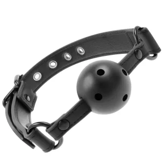 Knebel Ball Gag aus veganem Leder Schwarz 4,5 cm