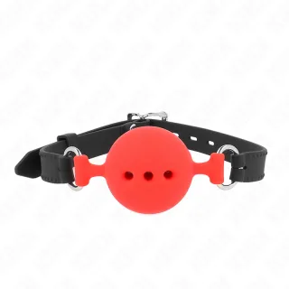 Fetisch-Toy Vollsilikon-Klappen mit Kugel L Rot Verstellbar 35