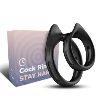Penisring Dualring Doppelter Elastischer Ring Schwarz