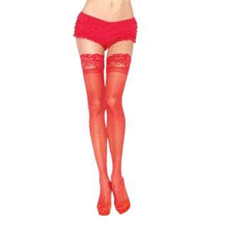 Strümpfe Rote Strumpfhose mit Selbstklebender Spitze