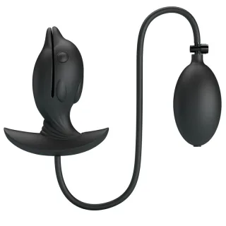 Analplug Delfin aufblasbar mit Handballon Schwarz