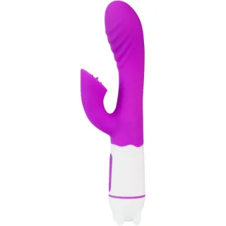 Vibrator Happy mit Zungenstimulator Violett 18,9 cm