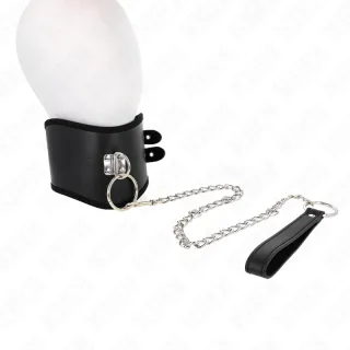 Fetisch-Toy KINK Halsband sehr breit mit O-Ring Schwarz 55 x 10 cm