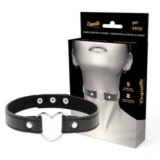 Halsband Chic Desire Herzring veganes Leder Schwarz