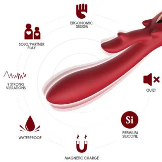 Rabbit-Vibrator Elch gebogen Rot 22 x 5,7 cm