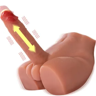 Dildo-Masturbator mit Stoßfunktion Frontposition 17,5 cm