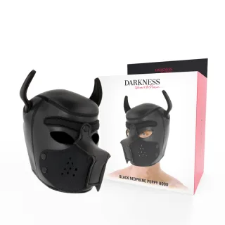 Maske Hundemaske aus Neopren mit abnehmbarem Maulkorb Größe L Schwarz