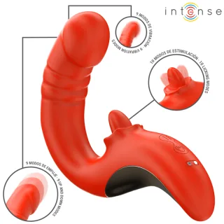 Auflegevibrator Intense Paulina in U-Form mit Leckzunge Rot