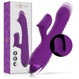 Rabbit-Vibrator Intense Iggy mit Stoßfunktion und Saugarm Lila 24 x 4,4 cm