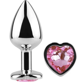 Analplug Metall mit Herz Pink 7 x Ø 2,8 cm
