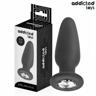 Analplug mit Juwel Größe L Schwarz 11,2 x 3,9 cm