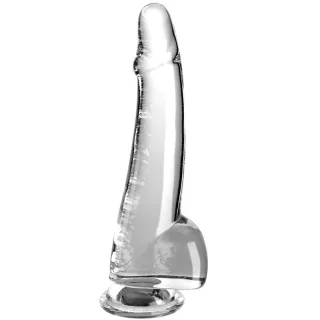 Realistischer Dildo King Cock Clear mit Hoden Transparent 19 x 5,7 cm