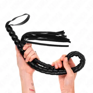 Peitsche Schlangenpeitsche mit Perlen Schwarz