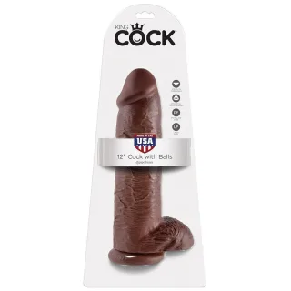 Realistischer Dildo mit Hoden Braun 30,5 cm