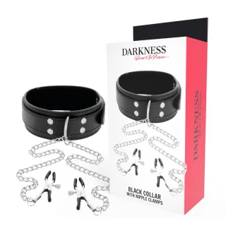 Halsband mit Nippelklemmen Schwarz