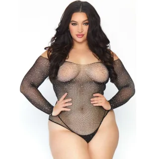 Kristallisierter Netz-Bodystocking 1X/2X Schwarz