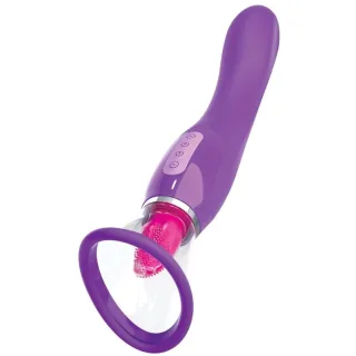 Auflegevibrator Her Ultimate Pleasure mit Zunge und Saugglocke Lila 24,1 x 3,8 cm