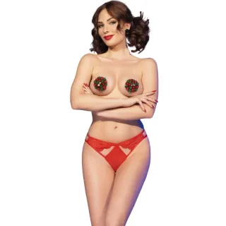 Nippelpasties Weihnachtsset Abdeckungen und Höschen Rot L/XL