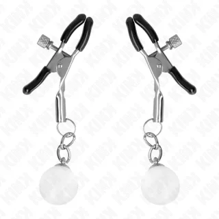 Nippelklemmen mit Glasperlen Silber 6 cm
