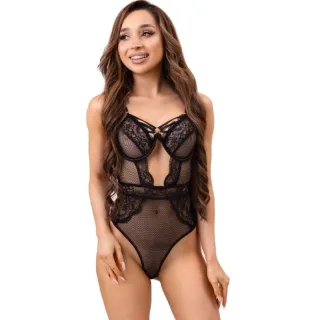 Fashion Paula Body mit Spitzenverzierungen Schwarz L/XL