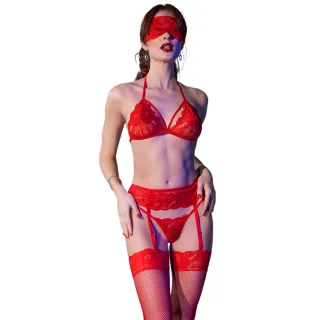 Strapsset Vierteilig Rot S/M
