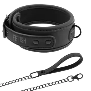 Halsband Collar and Leash mit Neoprenfutter Schwarz