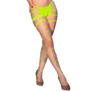 Strümpfe Neongrüne Netzstrumpfhose mit Löchern
